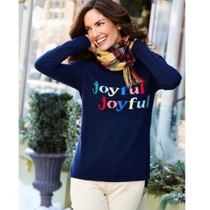Talbots blue joyful holiday sweater